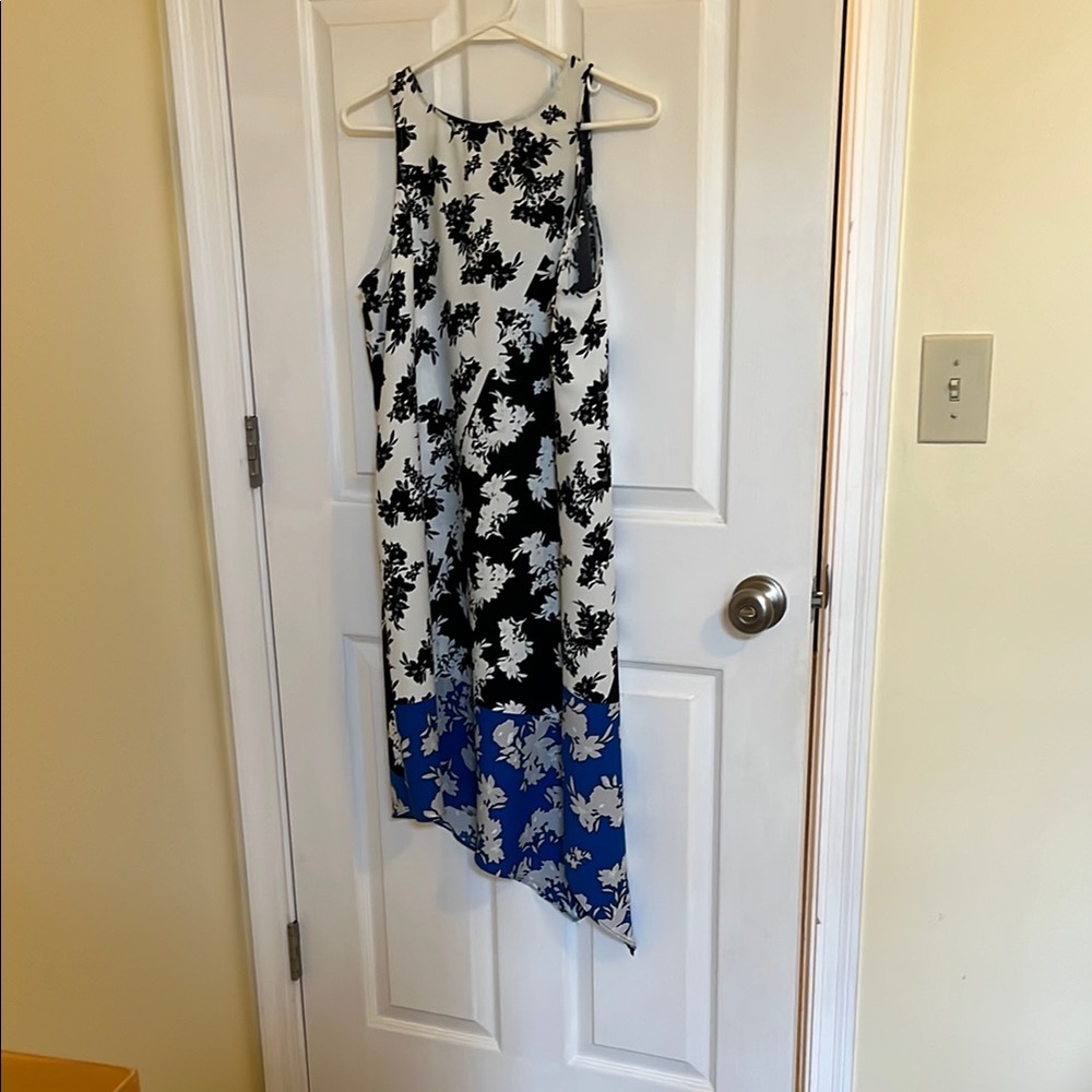 Alfani Black and Blue Asymmetrical Halter Sundress